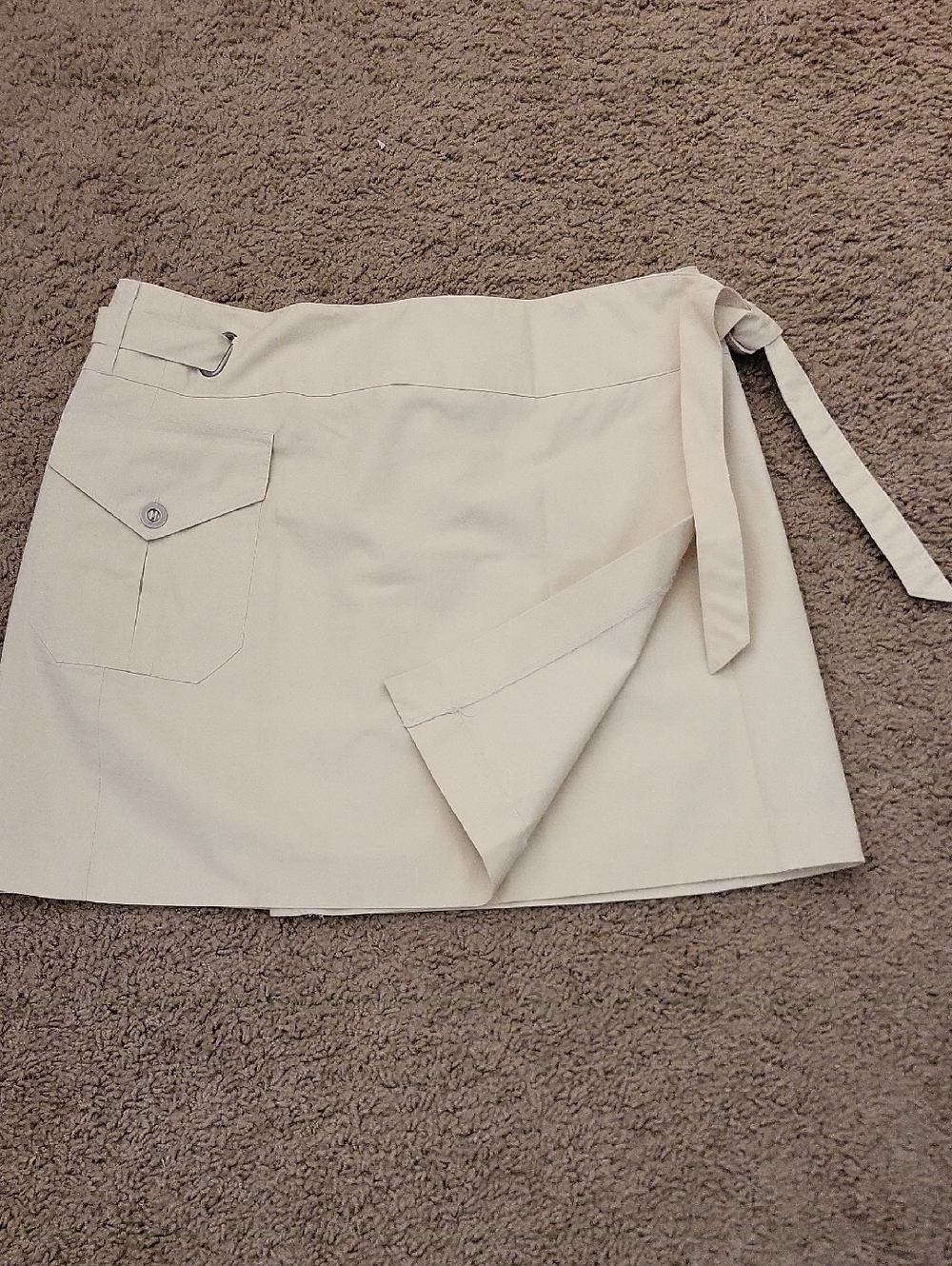 Express Cream Cotton Skirt with Front Pocket Flap